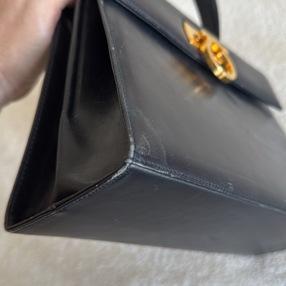 Midnight navy Ferragamo vintage top handle smooth calfskin bag - Picture 12 of 16